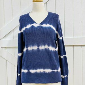 NWT Johnny Was M Indigo Blue Tie Dye Pullover V Ne